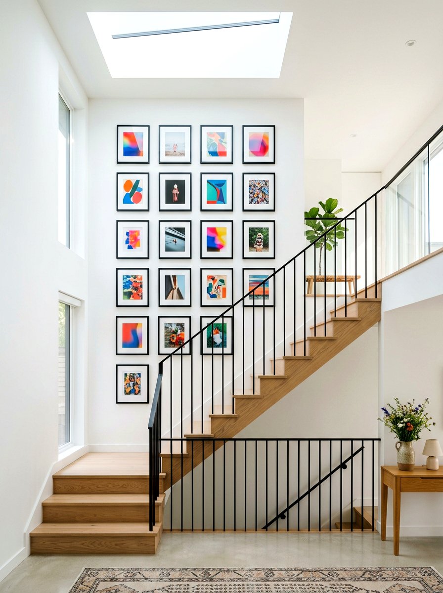 Grid gallery wall - 30 staircase wall ideas