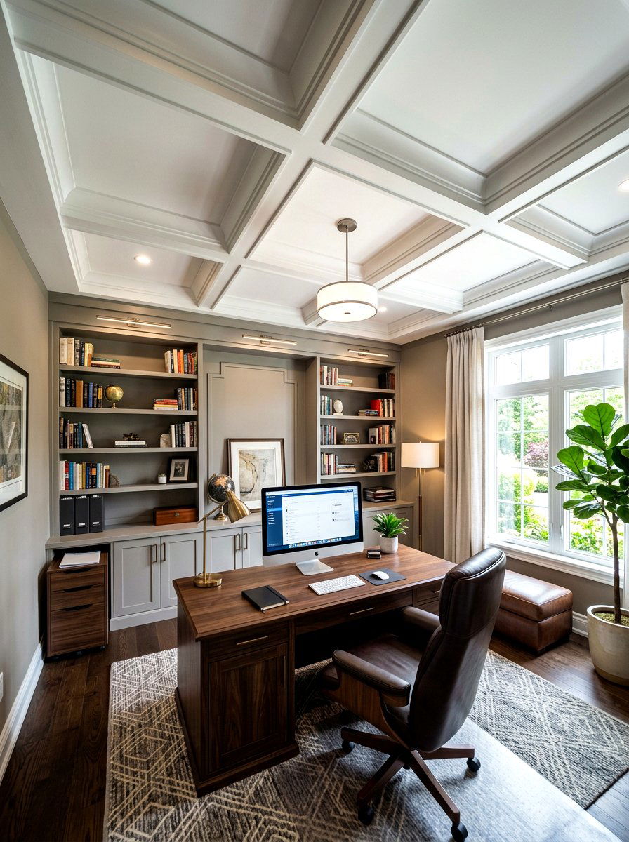 Grid pattern molding - 30 ceiling trim ideas
