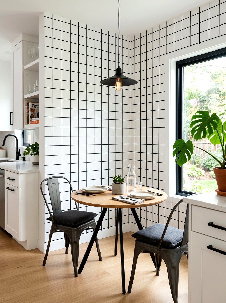 Grid pattern removable wallpaper - 30 rental safe wallpaper ideas