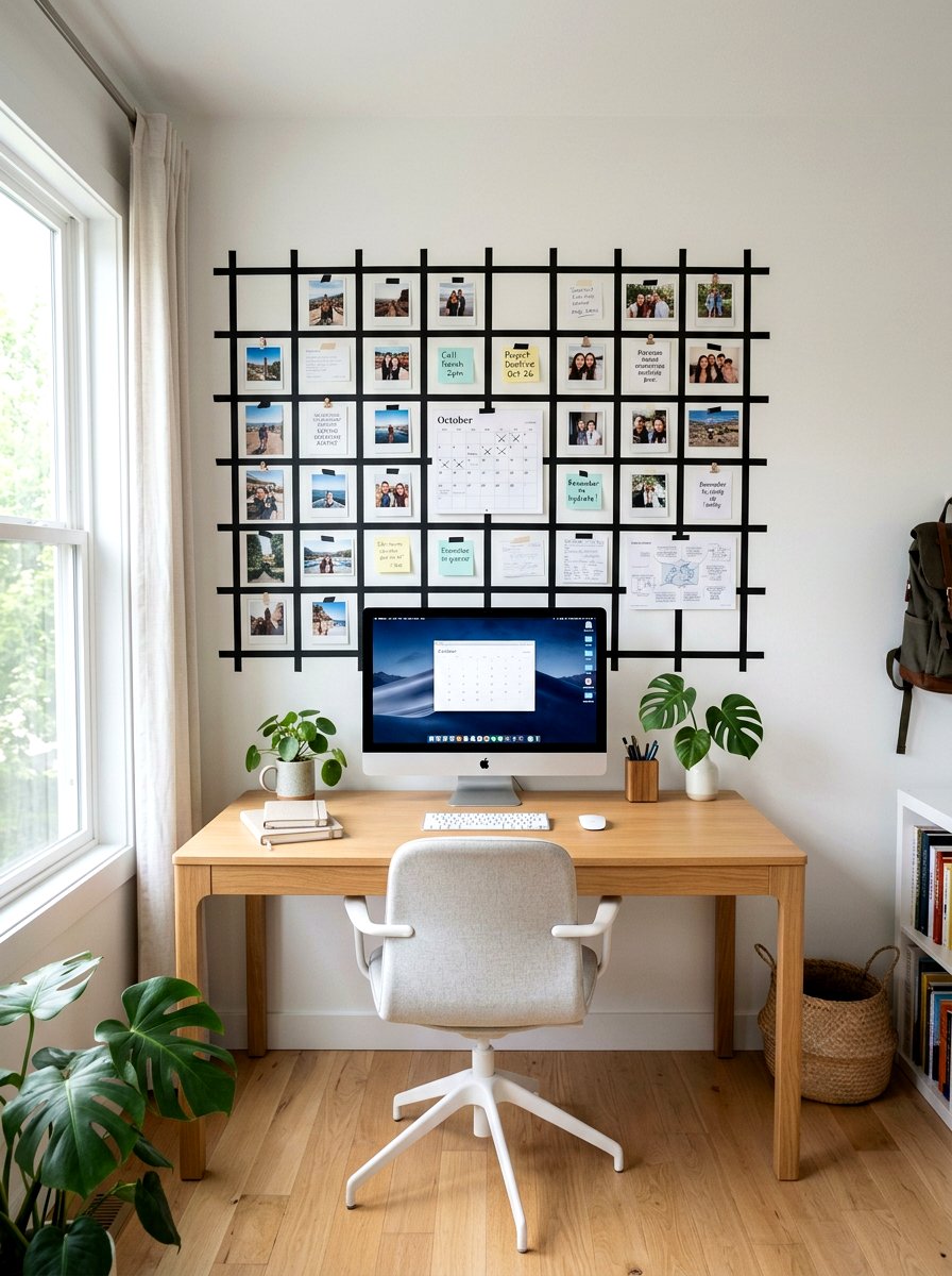 Grid wall organization - 30 tape wall art display ideas