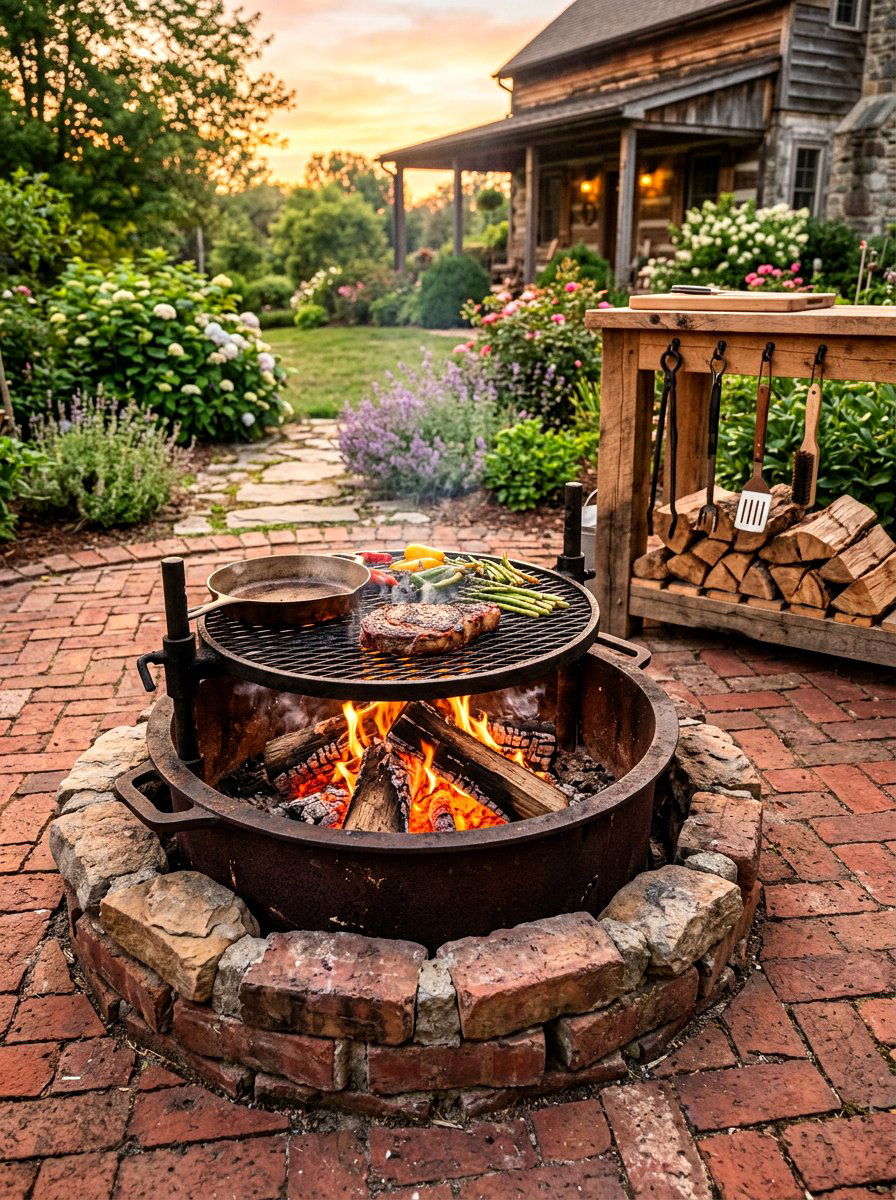 Grill Station Fire Pit - 30 fire pit patio ideas