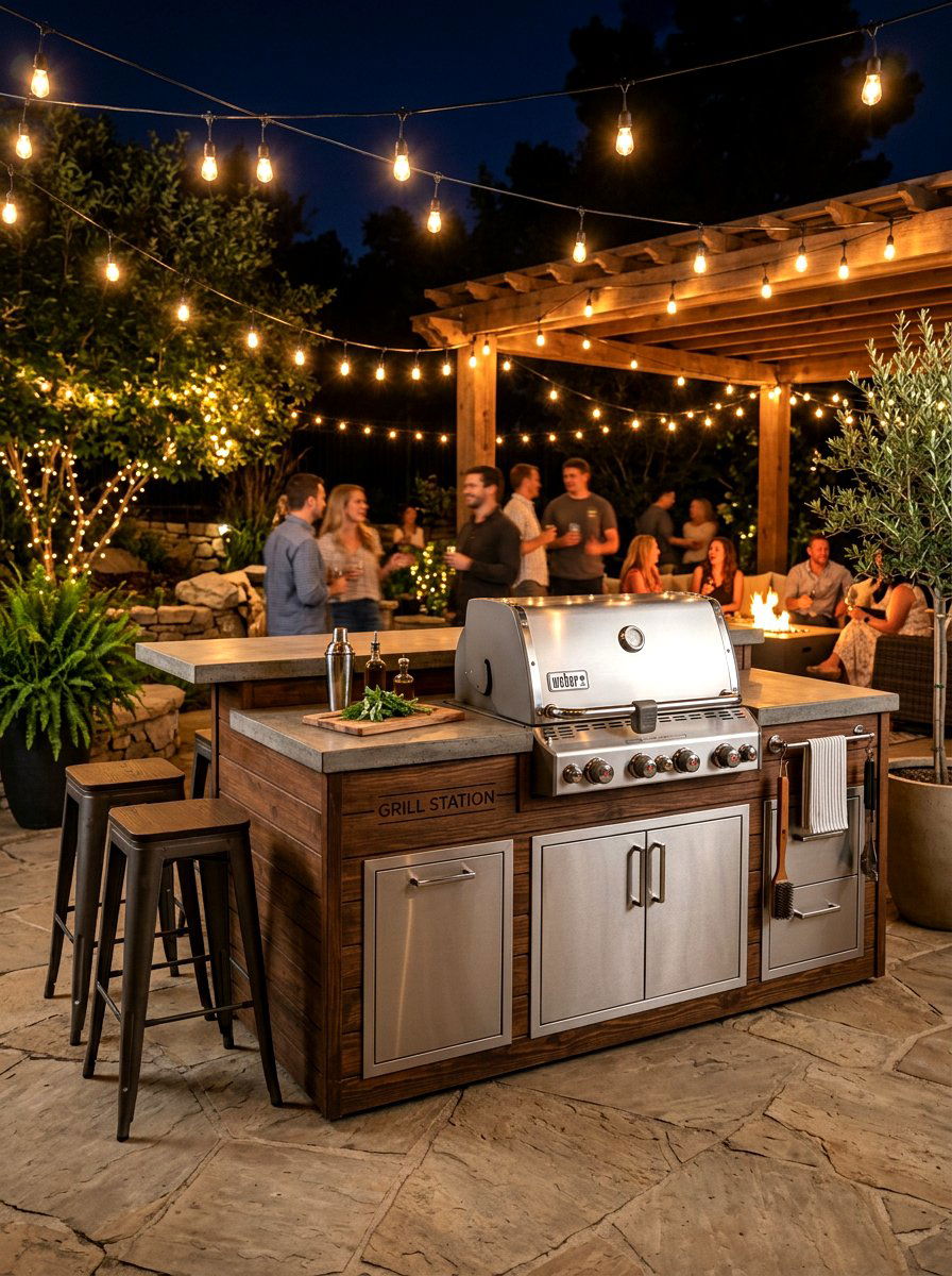Grill station storage box - 30 deck box ideas