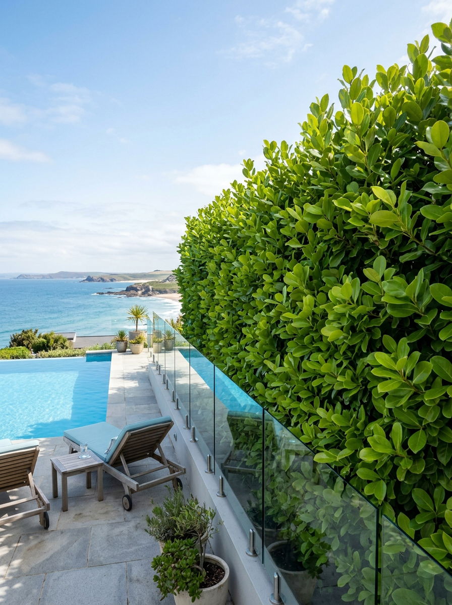 Griselina Littoralis Privacy Screen - 30 pool privacy hedge ideas