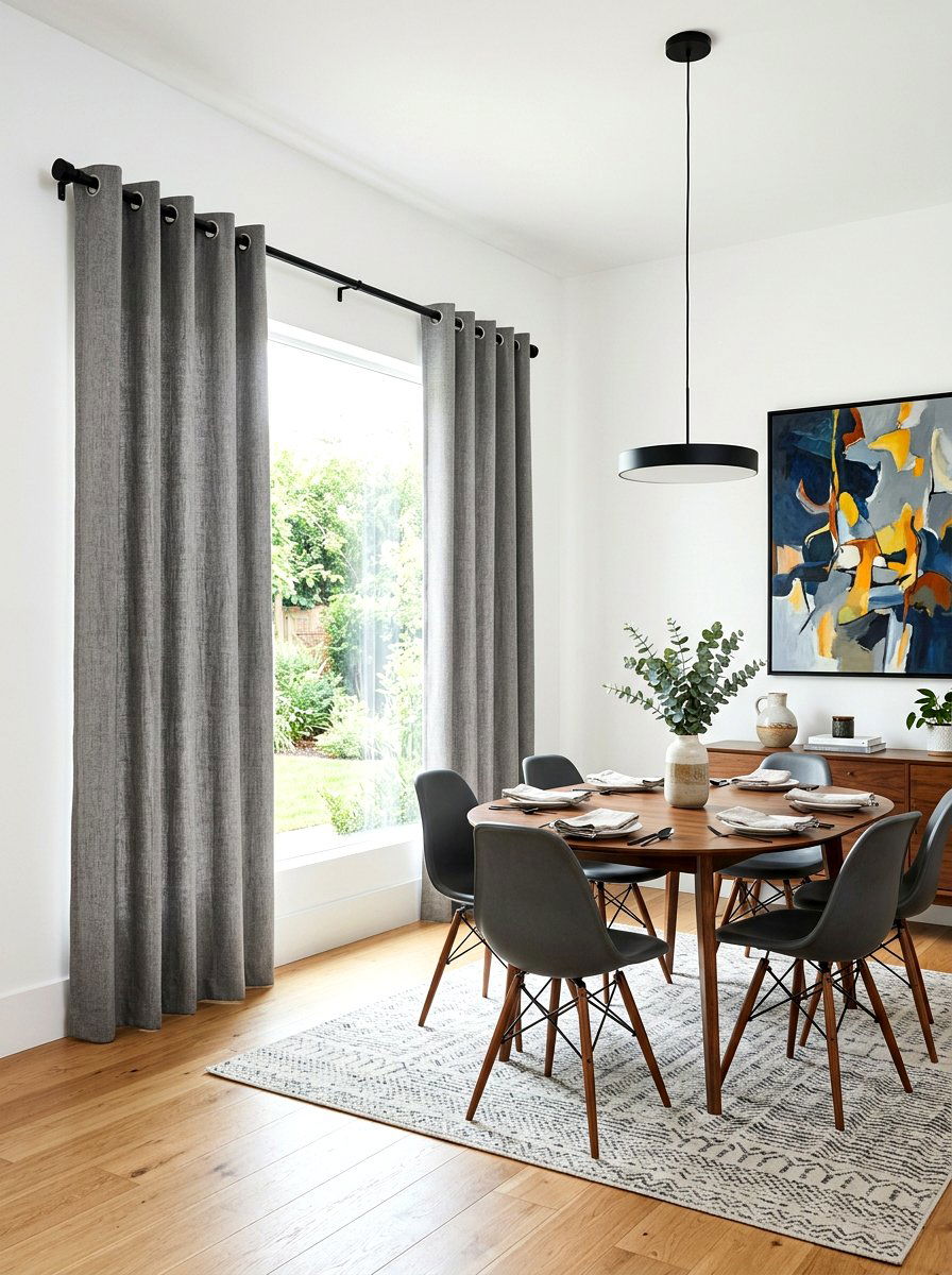 Grommet Top Draped Window Panels - 30 dining room draped curtains ideas