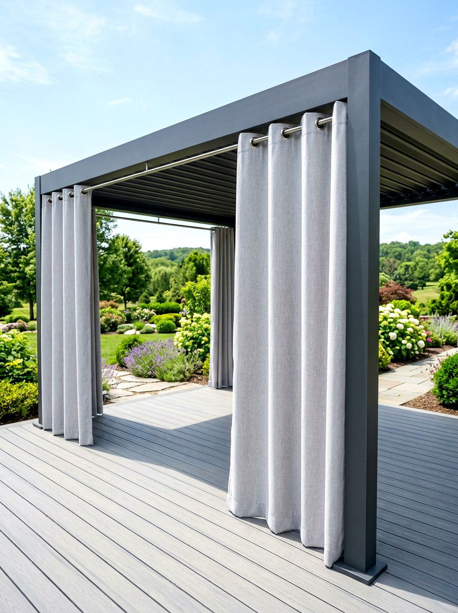 Grommet top curtains - 30 pergola curtain ideas