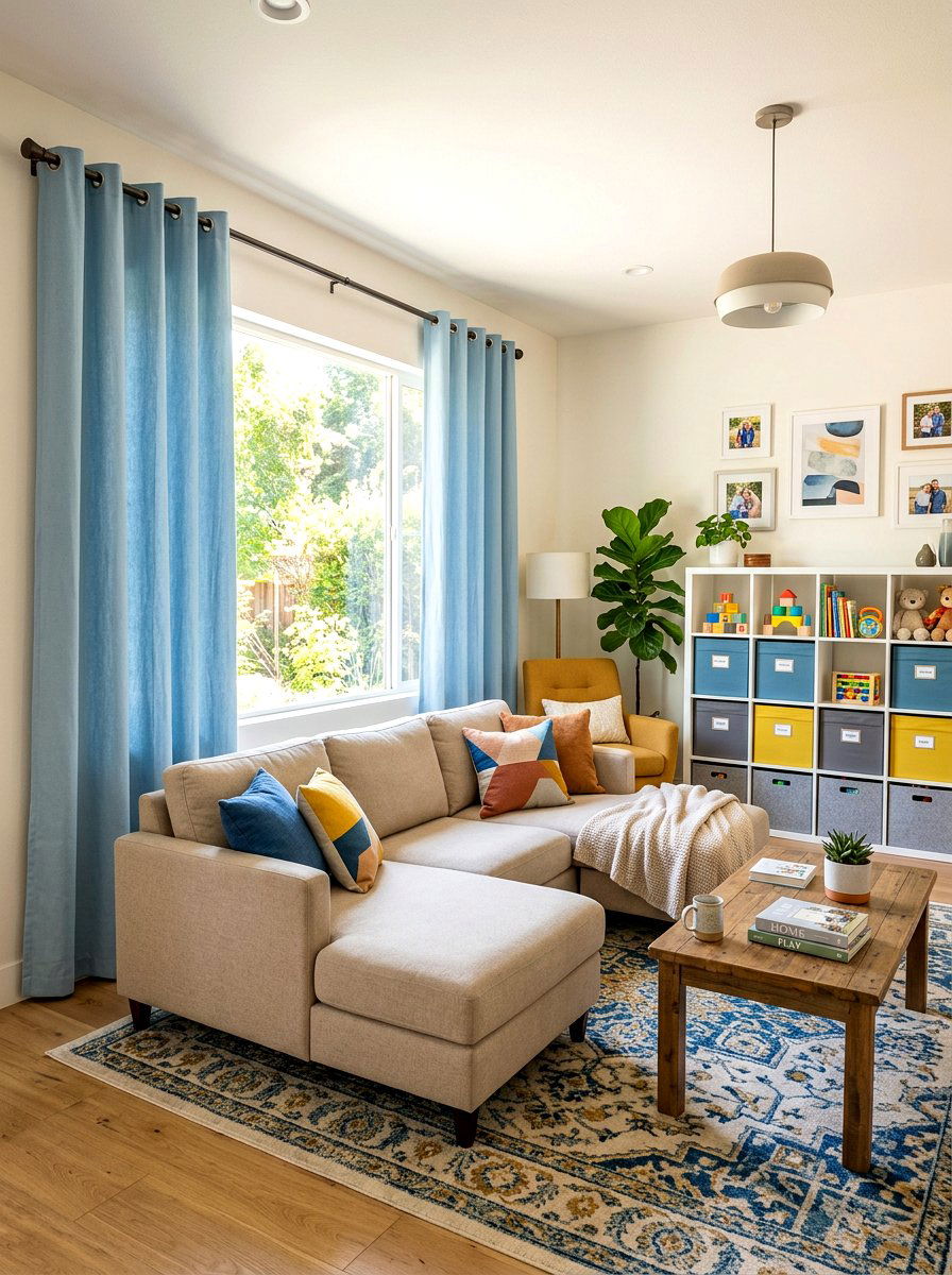 Grommet top curtains - 30 living room curtain ideas