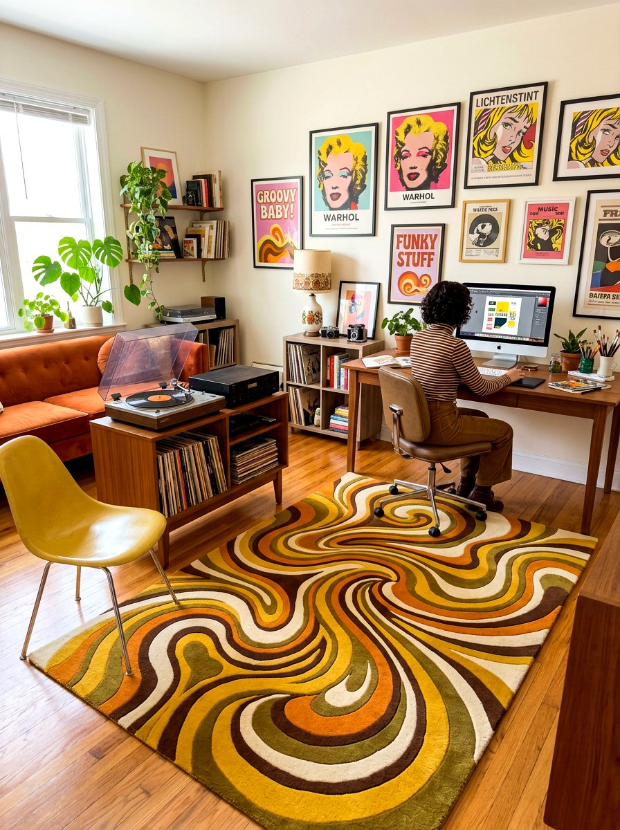 Groovy 70s Swirl Rug - 30 statement rug ideas