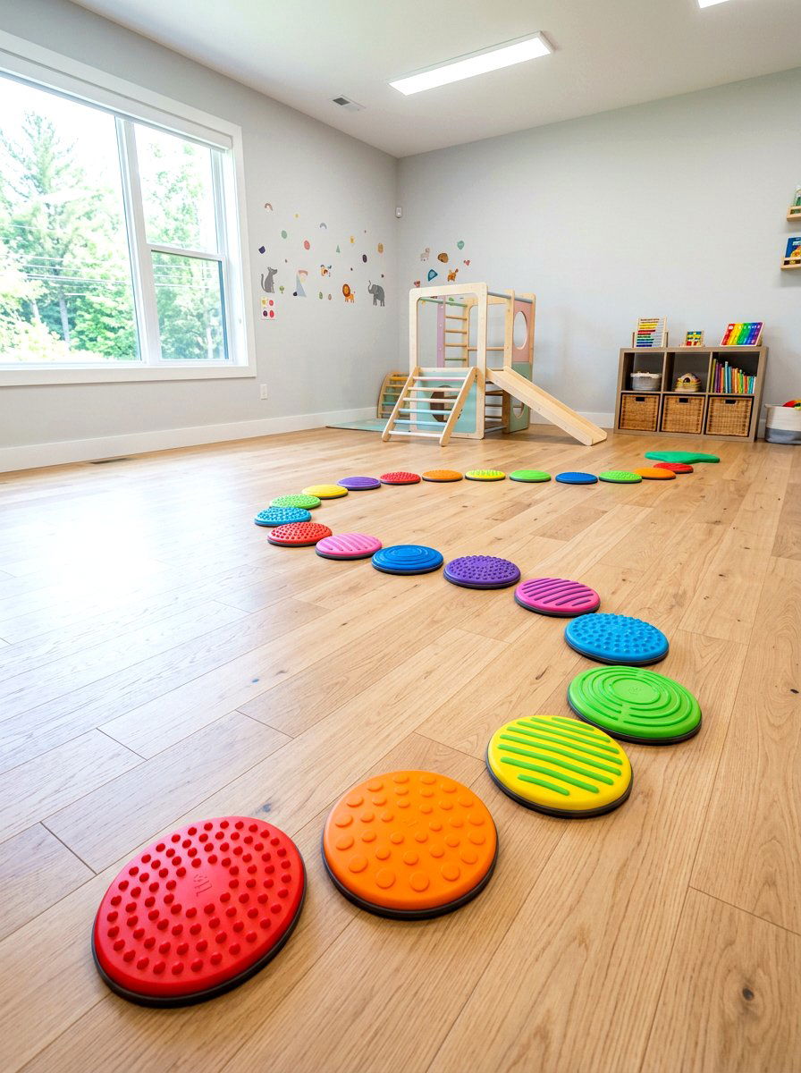 Gross Motor Stepping Stones Area - 30 Montessori playroom ideas