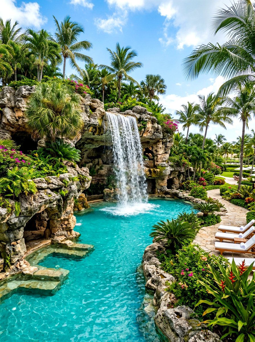 Grotto Style Waterfall - 30 backyard water feature ideas