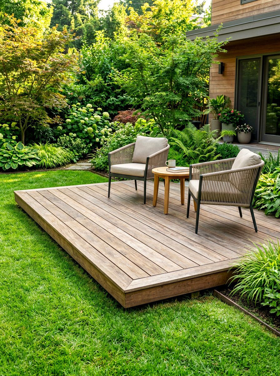 Ground Level Floating Deck - 30 detached deck ideas