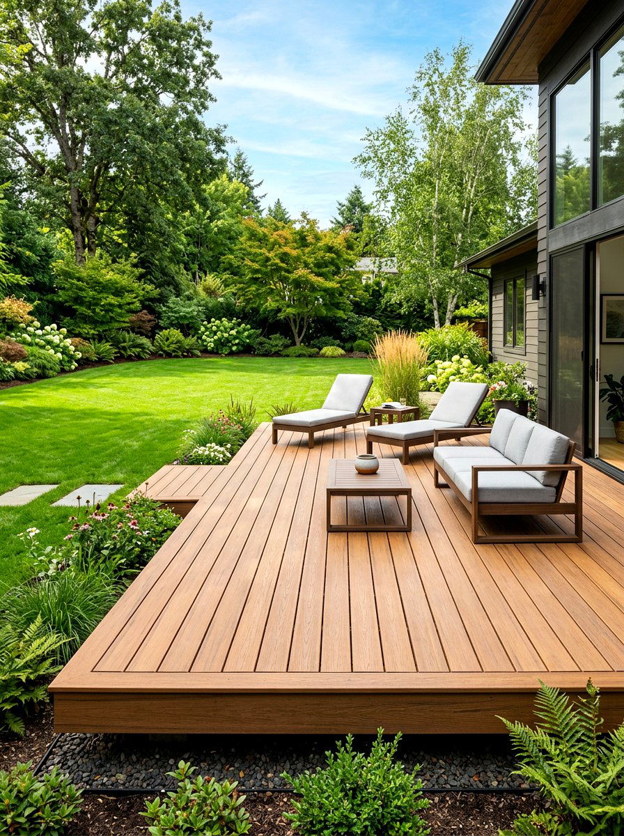 Ground Level Floating Deck - 30 budget deck ideas