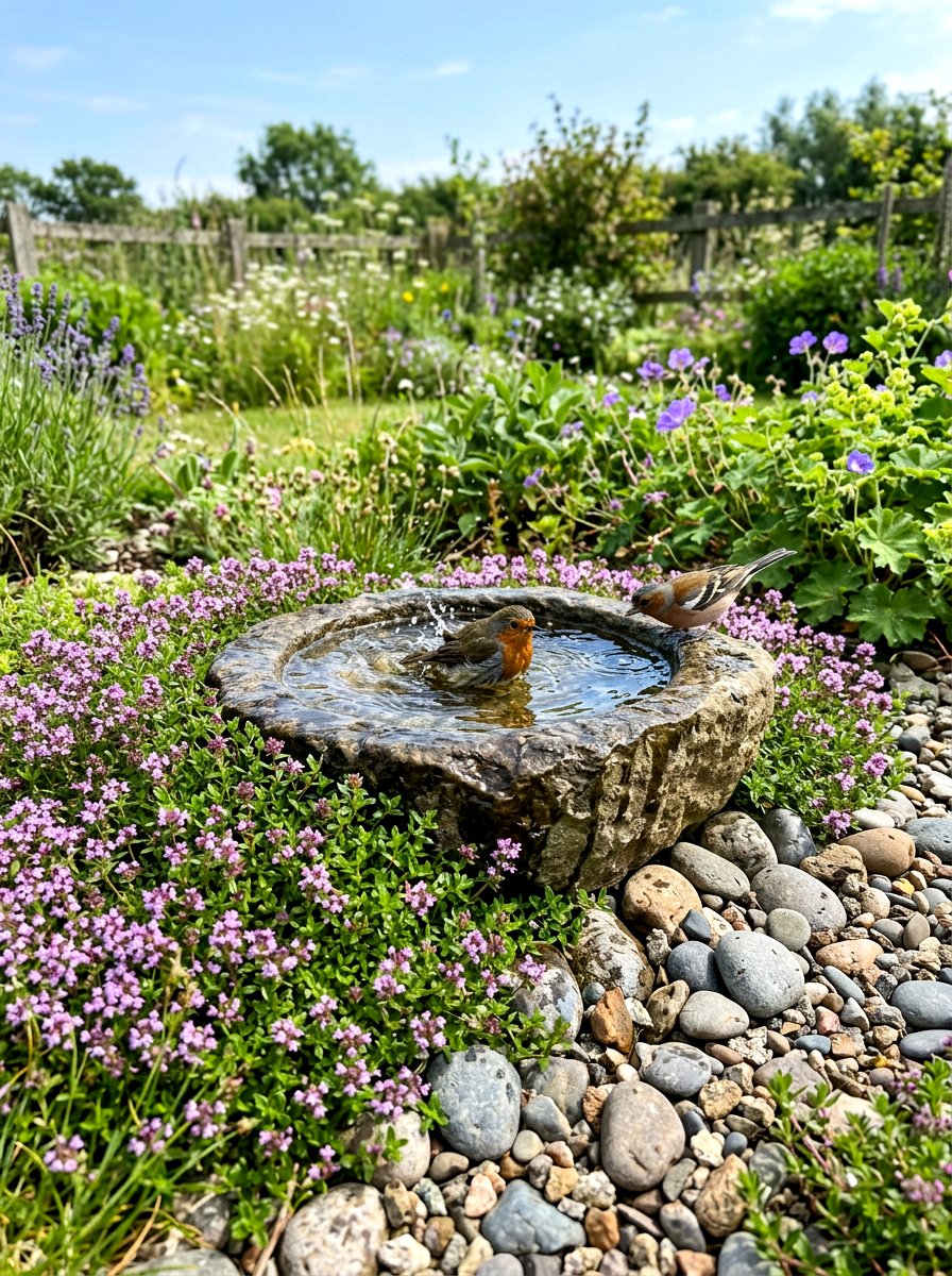 Ground level bird bath - 30 front yard bird bath ideas