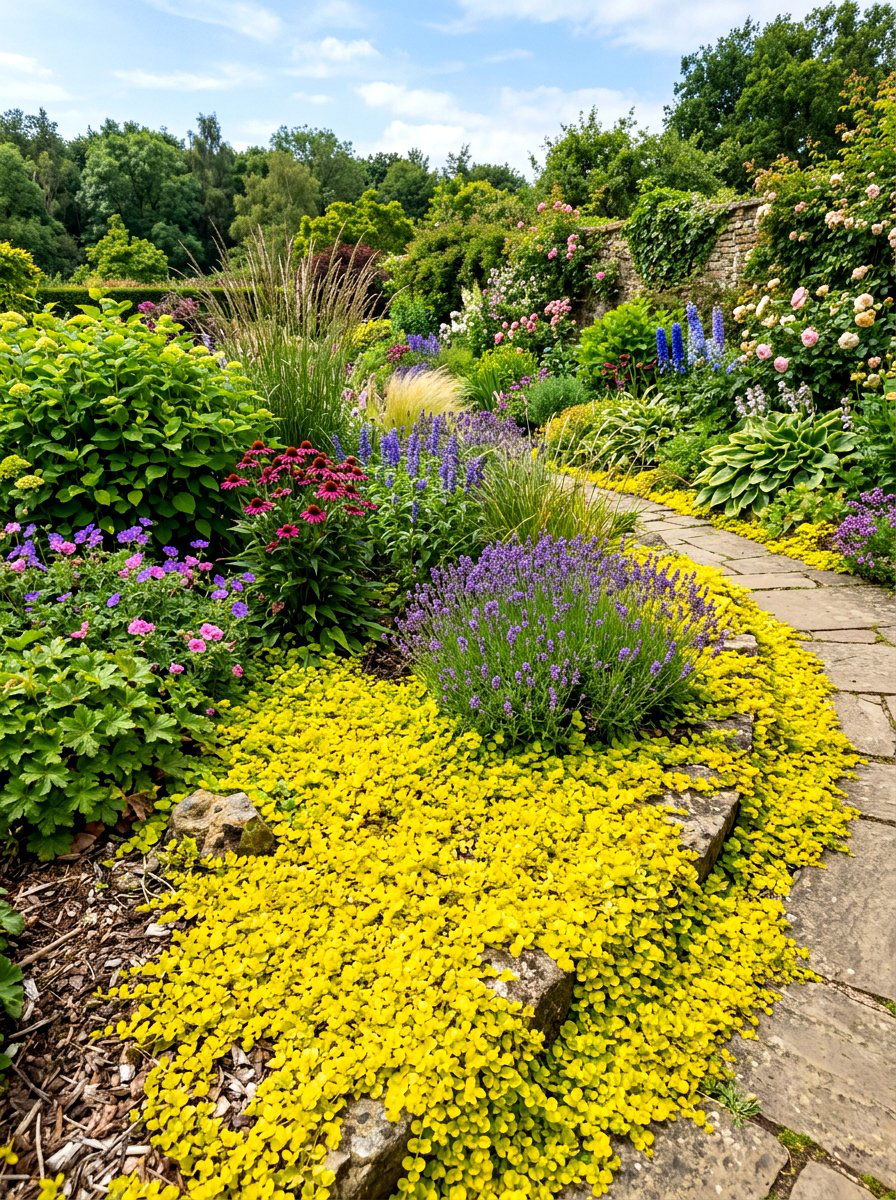 Groundcover Layered Foreground - 30 layered front yard landscaping ideas