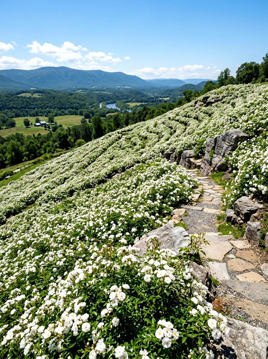 Groundcover Rose Slope - 30 rose garden ideas