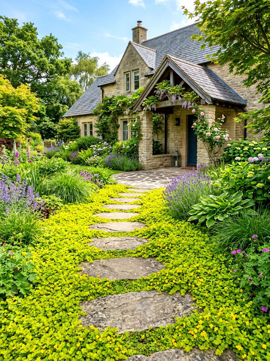 Groundcover Walkway - 30 portico landscaping ideas