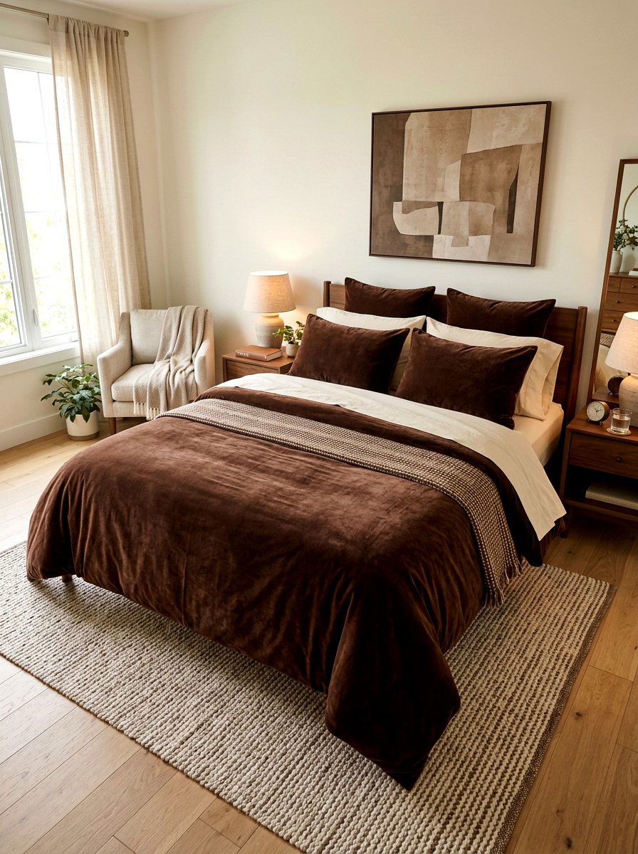 Grounded chocolate brown bedding - 30 tailored bedding ideas