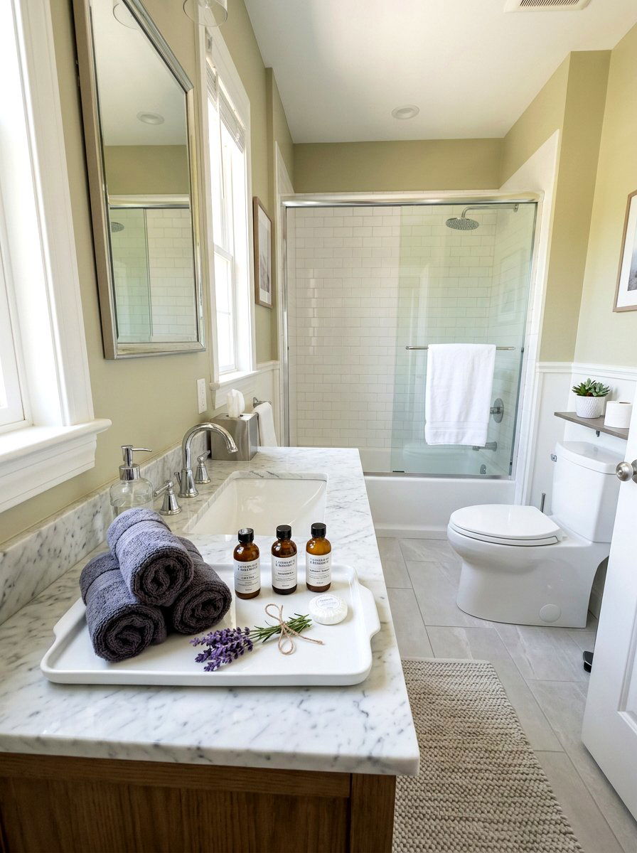 Guest Bathroom Welcome Towel Tray - 30 bathroom basket storage ideas