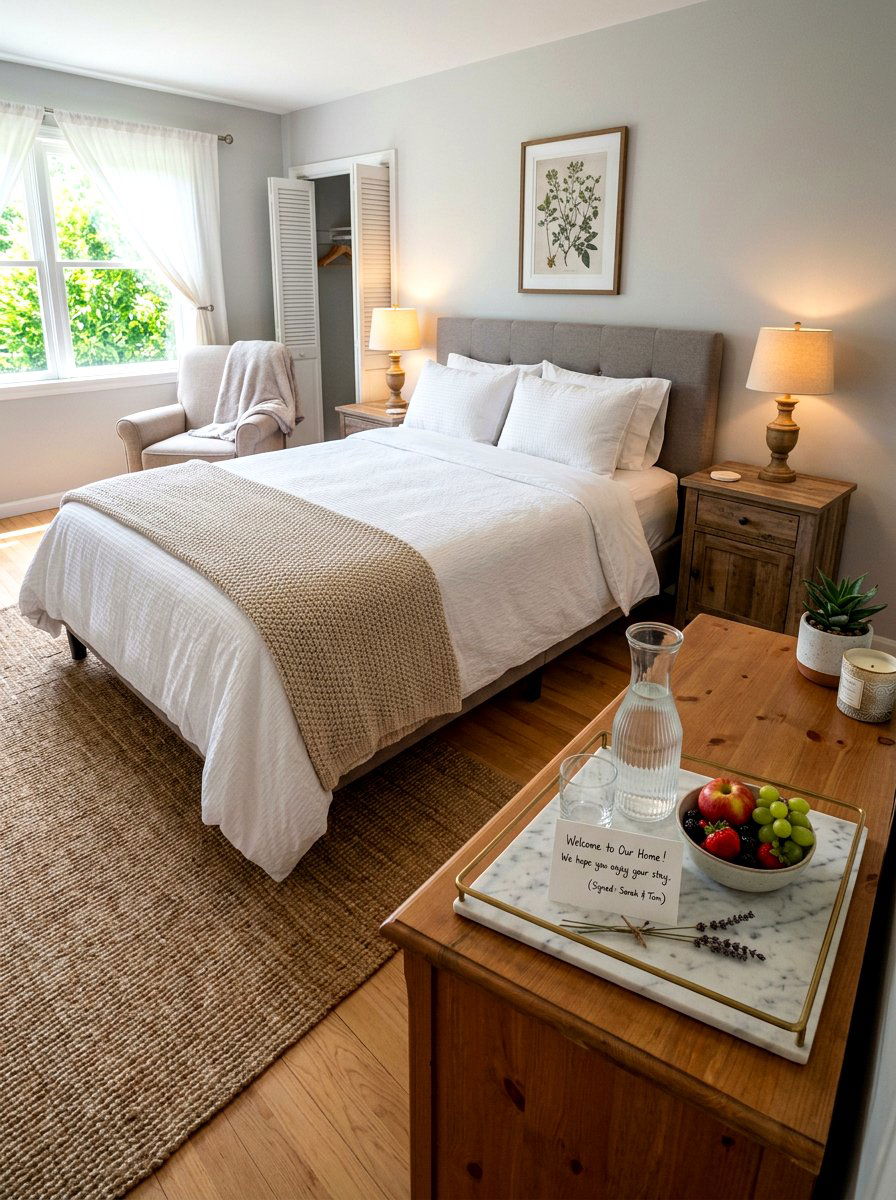 Guest Bedroom Welcome Tray - 30 marble tray styling ideas