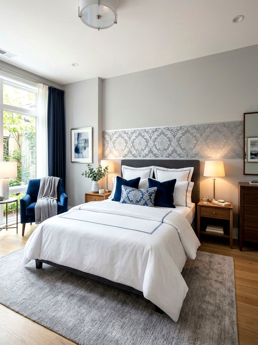 Guest Room Damask Border - 30 wallpaper border ideas