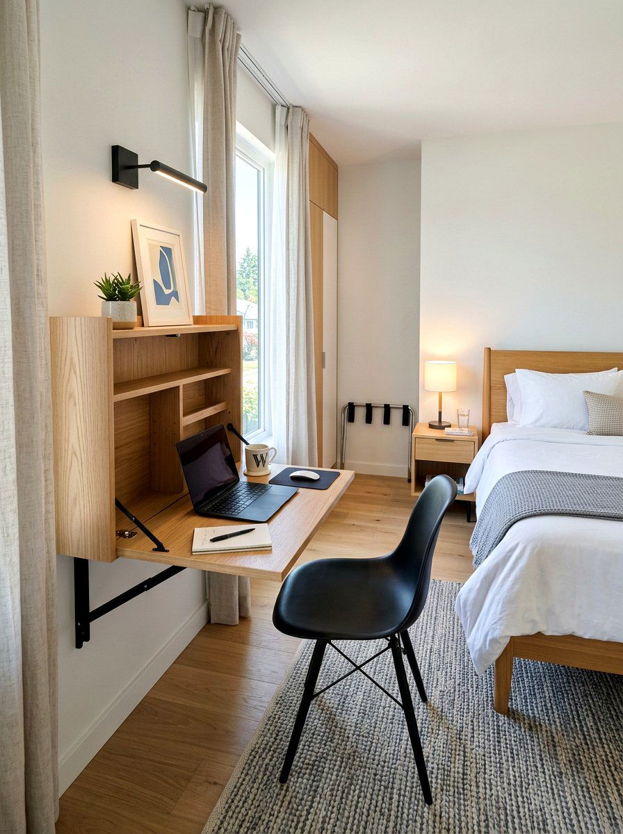 Guest Room Fold Down Desk - 30 dual purpose guest room ideas