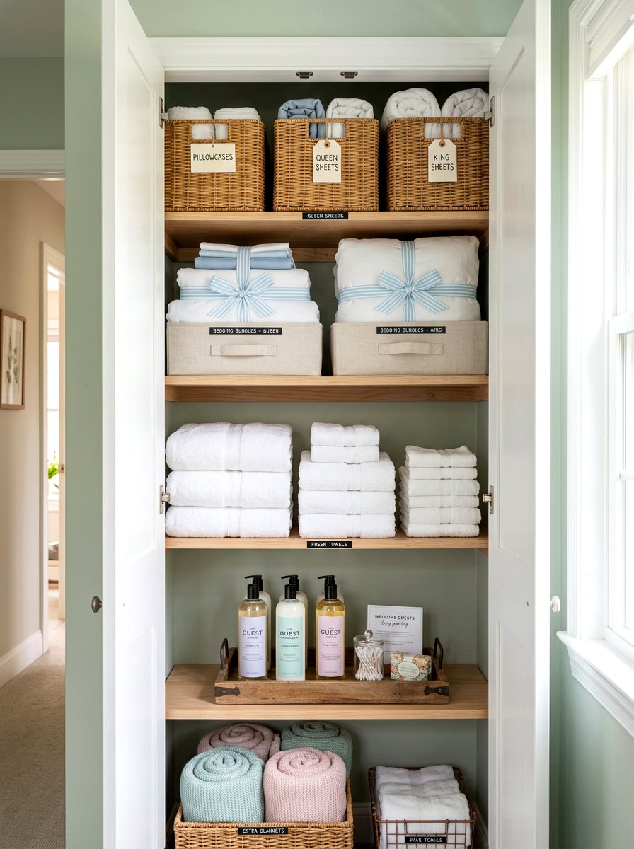 Guest Room Linen Closet - 30 organizing a linen closet ideas