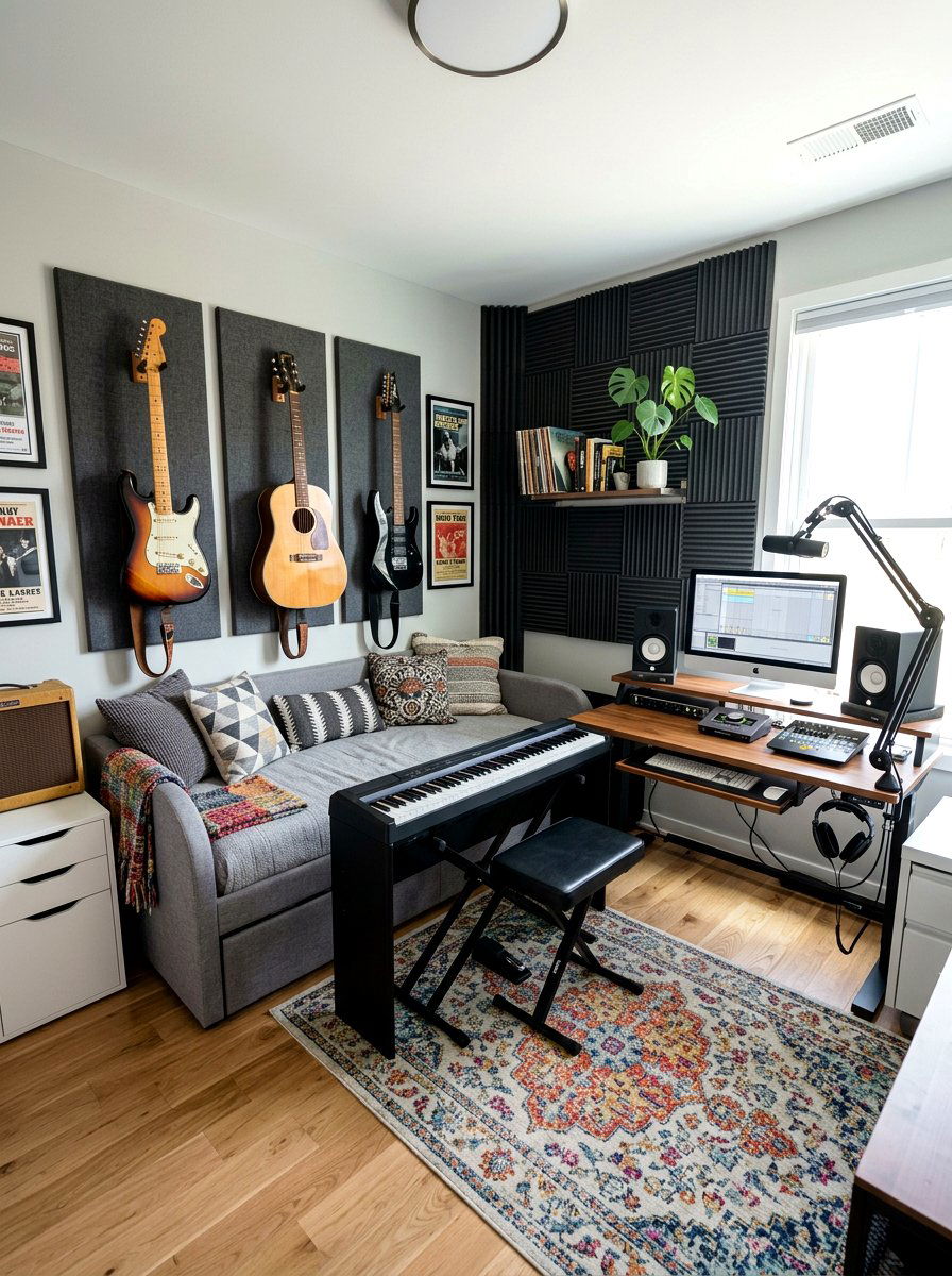 Guest Room Music Studio - 30 dual purpose guest room ideas