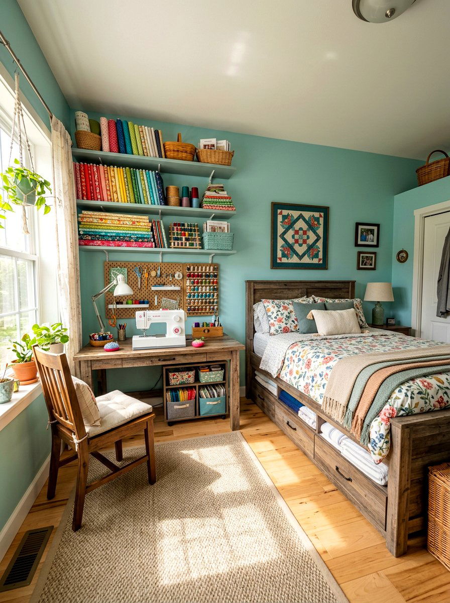 Guest Room Sewing Station - 30 dual purpose guest room ideas