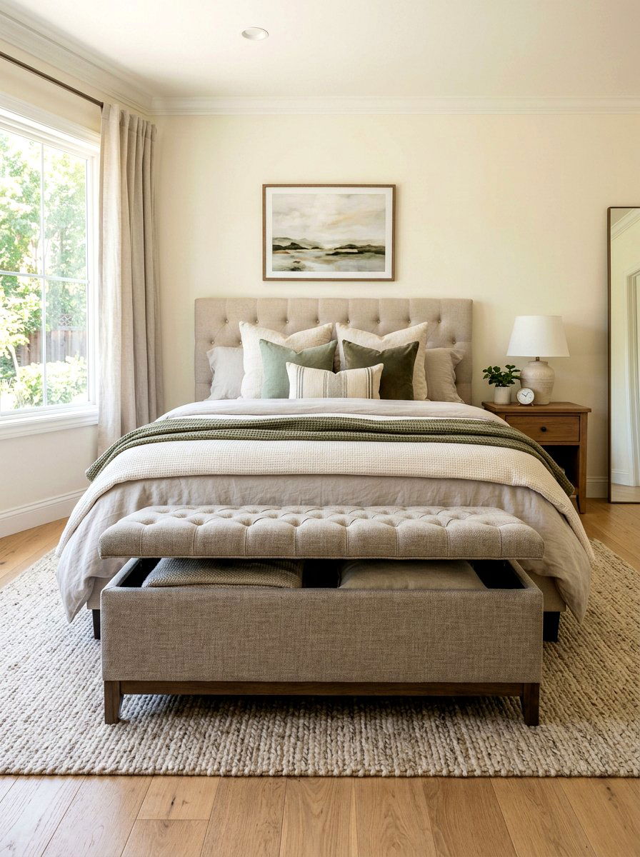 Guest Room Storage Bench - 30 dual purpose guest room ideas
