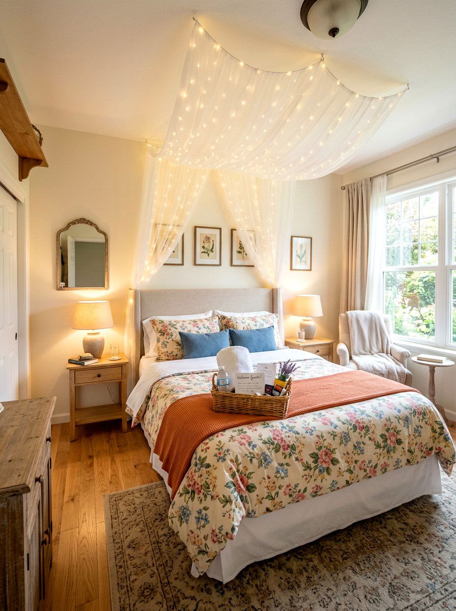 Guest Room Welcome Lights - 30 fairy light canopy ideas