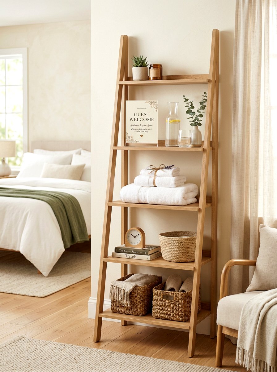 Guest Room Welcome - 30 ladder shelf styling ideas