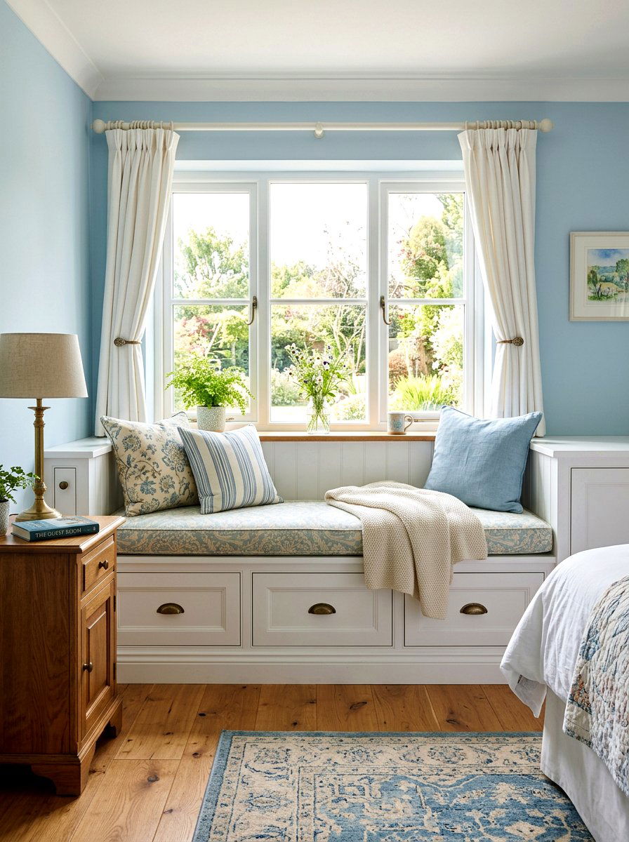 Guest Room Window Seat - 30 dual purpose guest room ideas