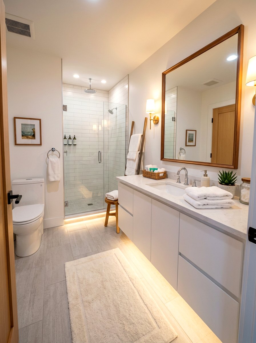 Guest bathroom floor light - 30 toe kick bathroom lighting ideas