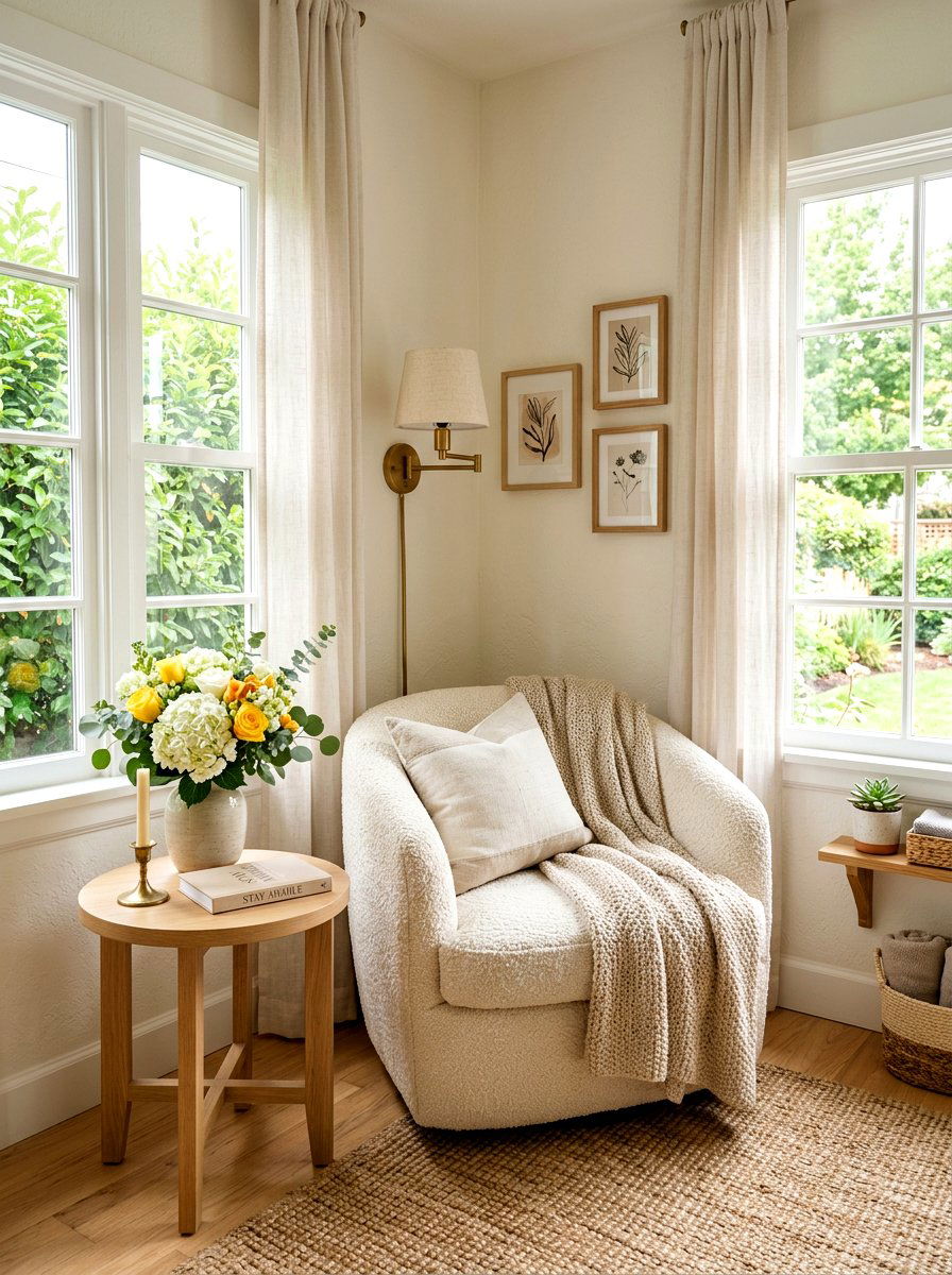 Guest room boucle chair corner - 30 boucle chair corner ideas