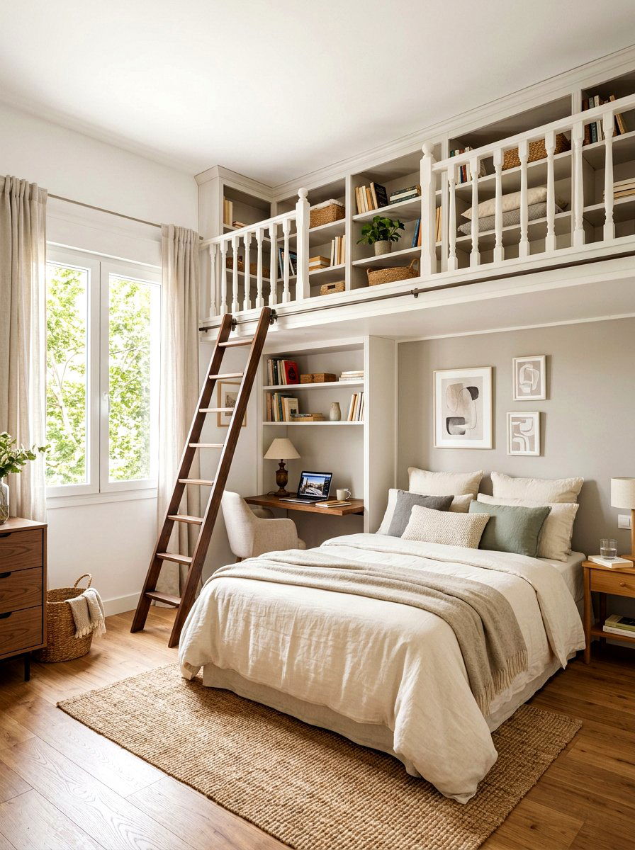 Guest room storage loft - 30 library ladder ideas