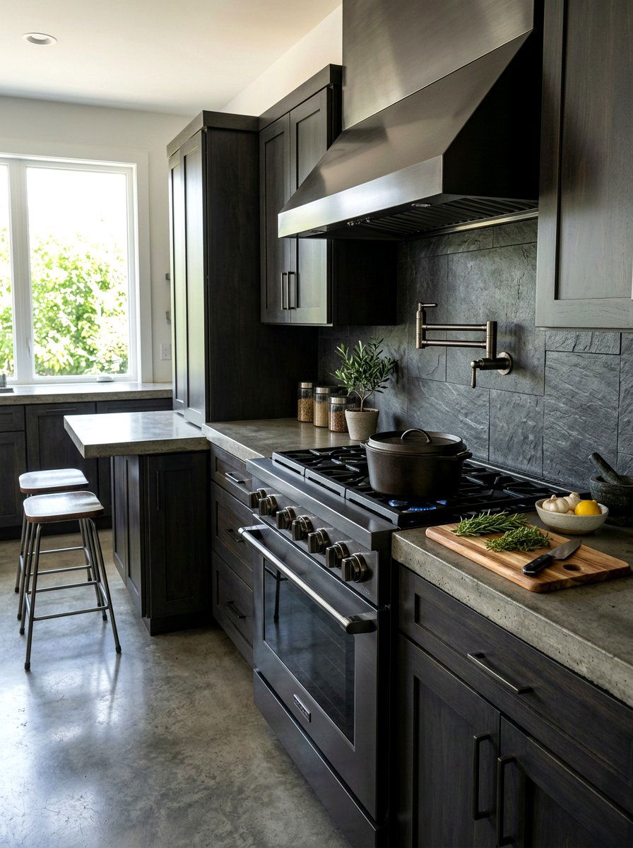 Gunmetal Pot Filler - 30 pot filler kitchen ideas