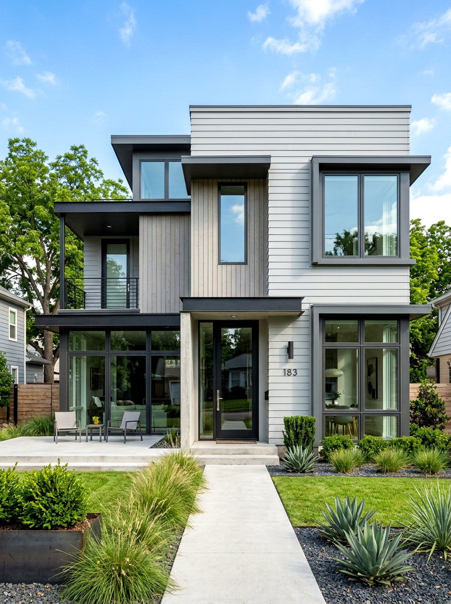 Gunmetal gray exterior window trim - 30 exterior window trim color ideas