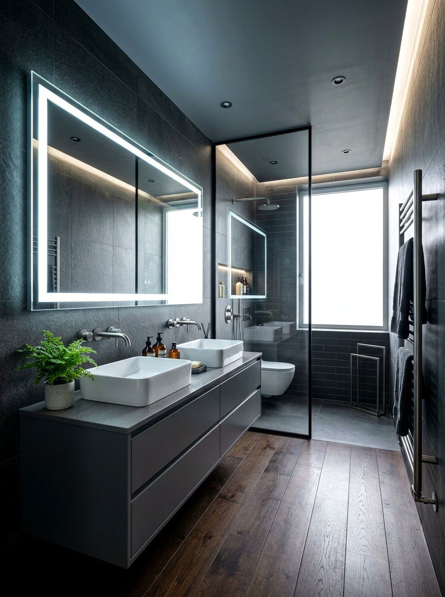 Gunmetal grey bathroom vanity - 30 painted bathroom vanity ideas