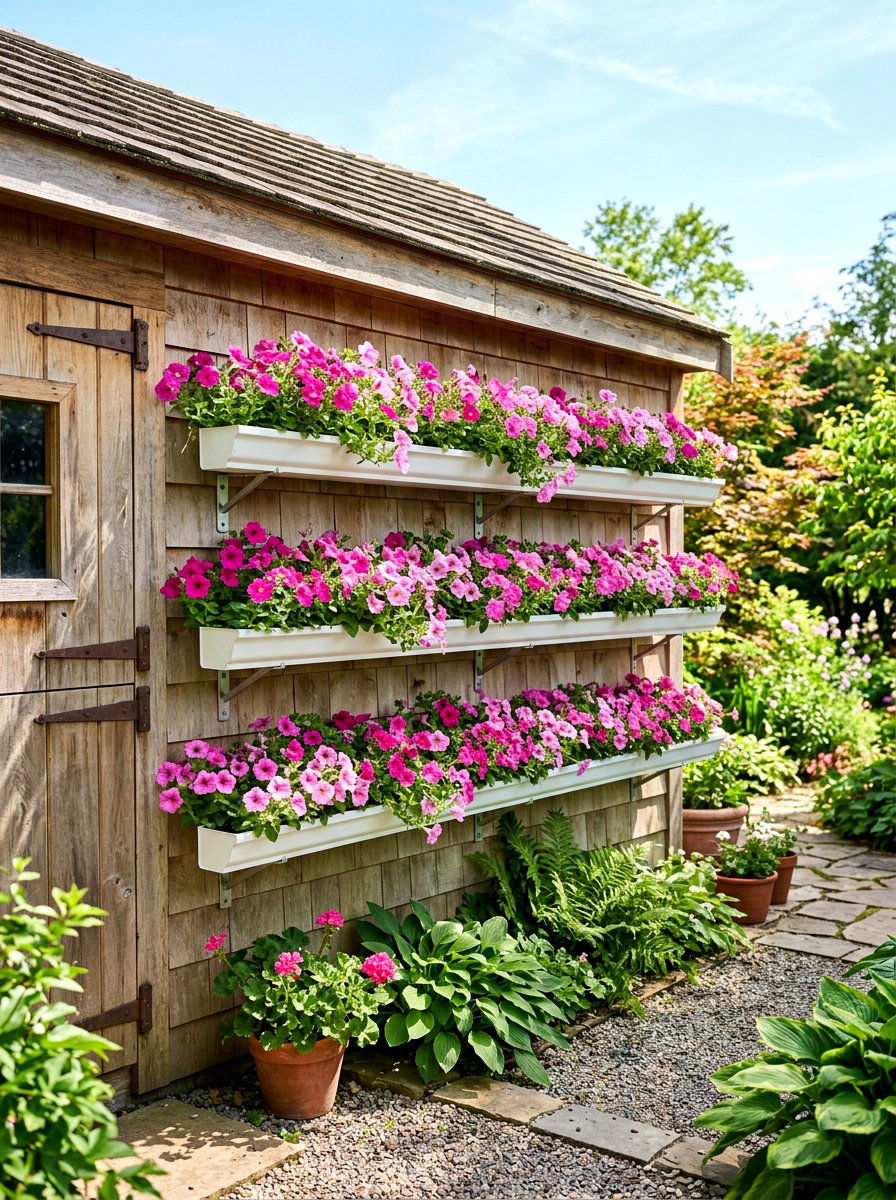 Gutter Flower Garden - 30 vertical flower garden ideas