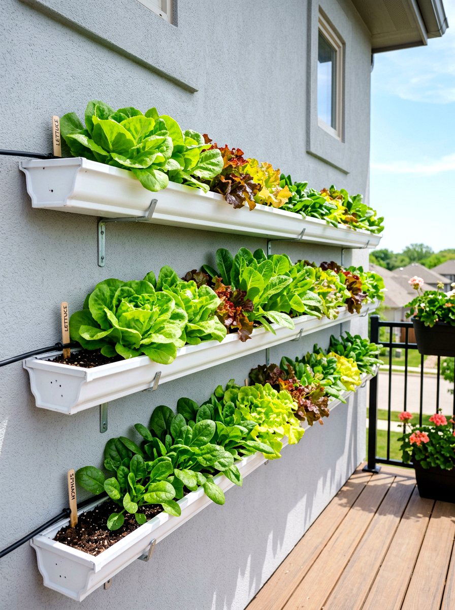 Gutter Garden System - 30 balcony vertical garden ideas
