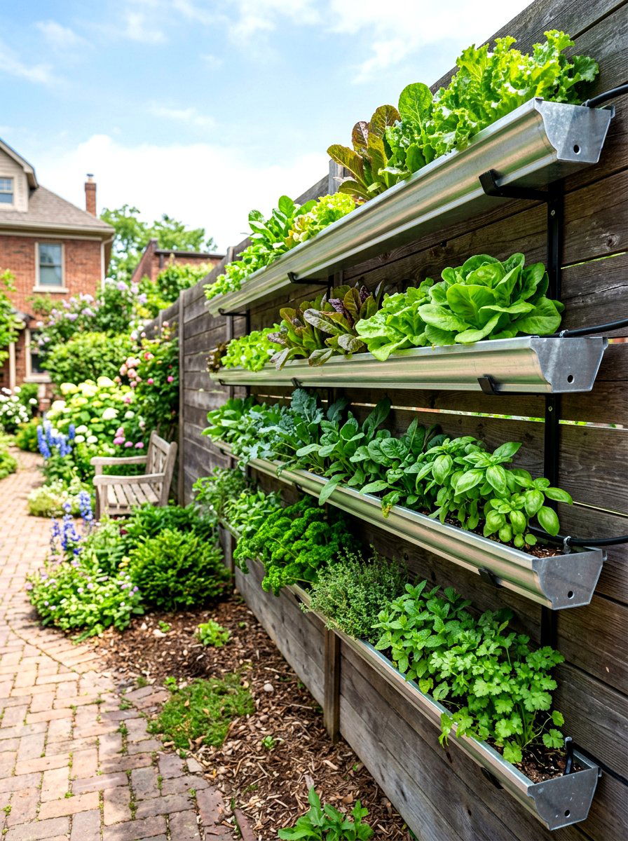 Gutter Garden - 30 easy vegetable garden ideas