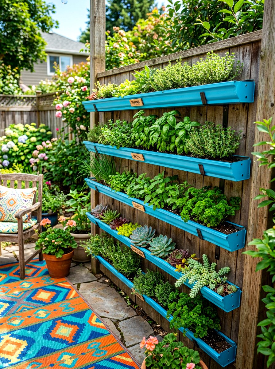 Gutter Herb Garden - 30 patio herb garden ideas