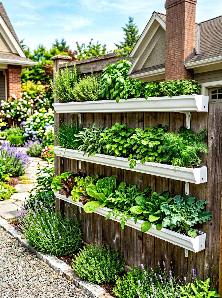Gutter Herb Garden - 30 vertical herb garden ideas