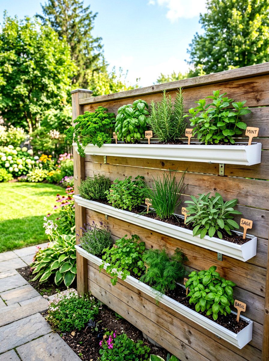 Gutter Herb Garden On Fence - 30 small herb garden ideas