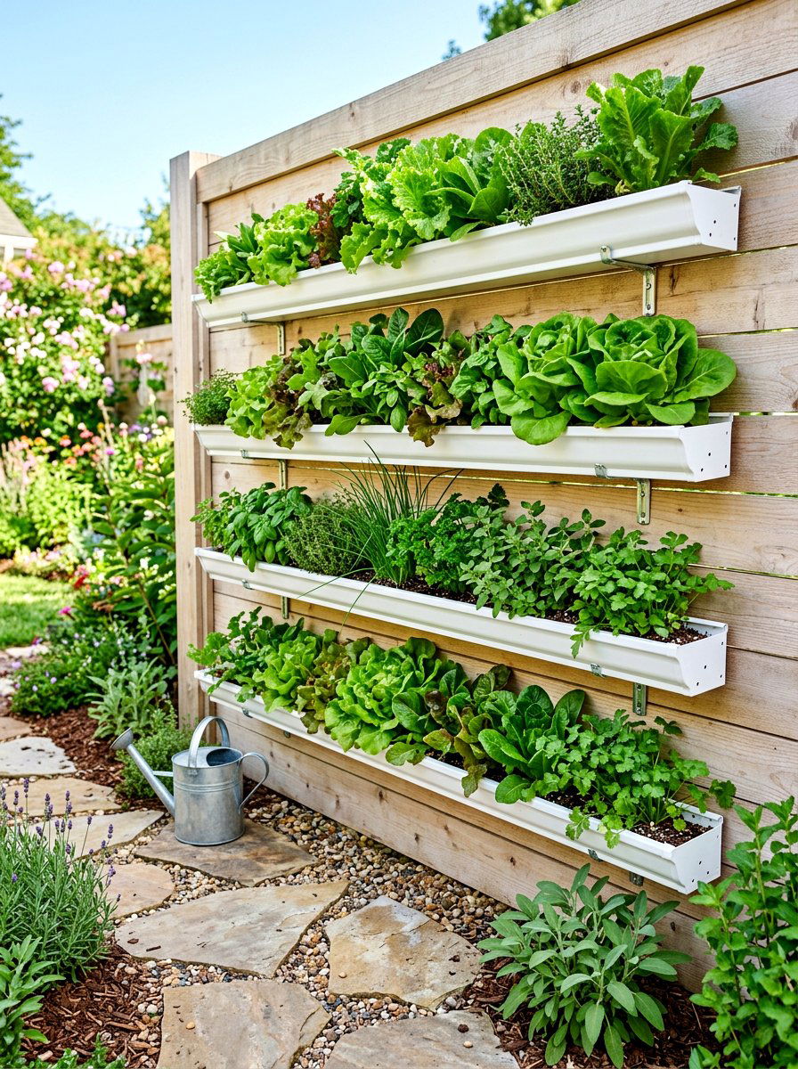 Gutter Herb Planter - 30 container herb garden ideas