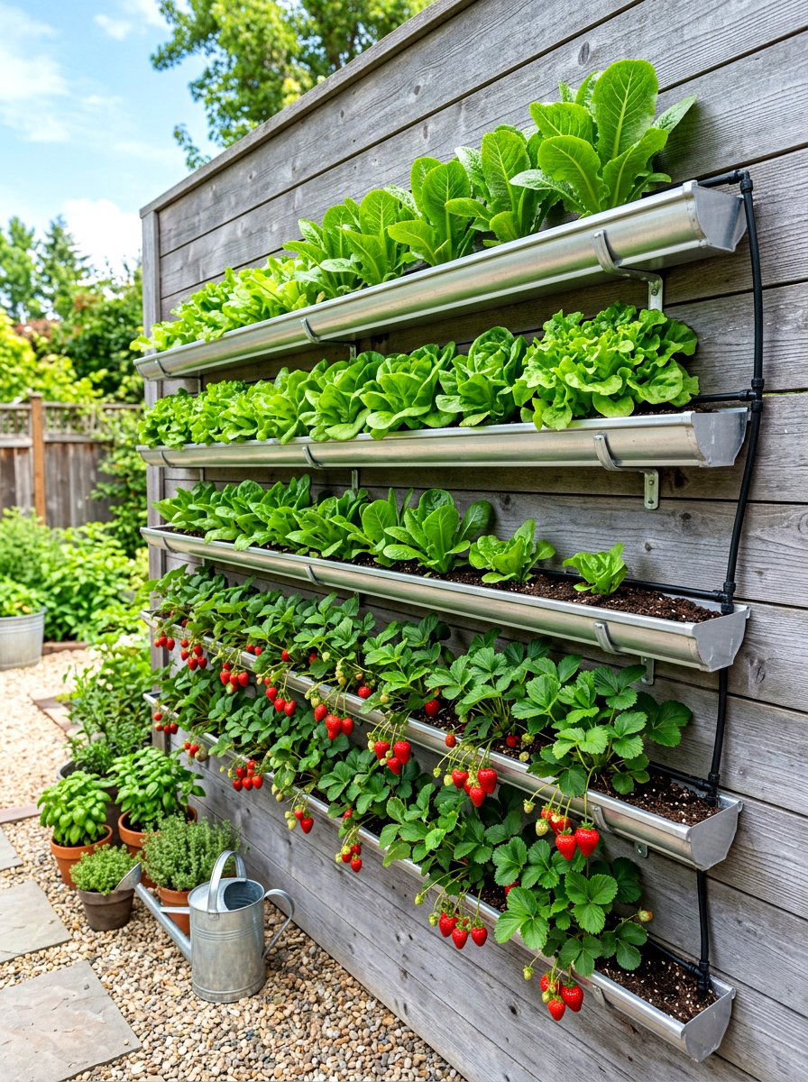 Gutter Vegetable Garden - 30 organic vegetable garden ideas
