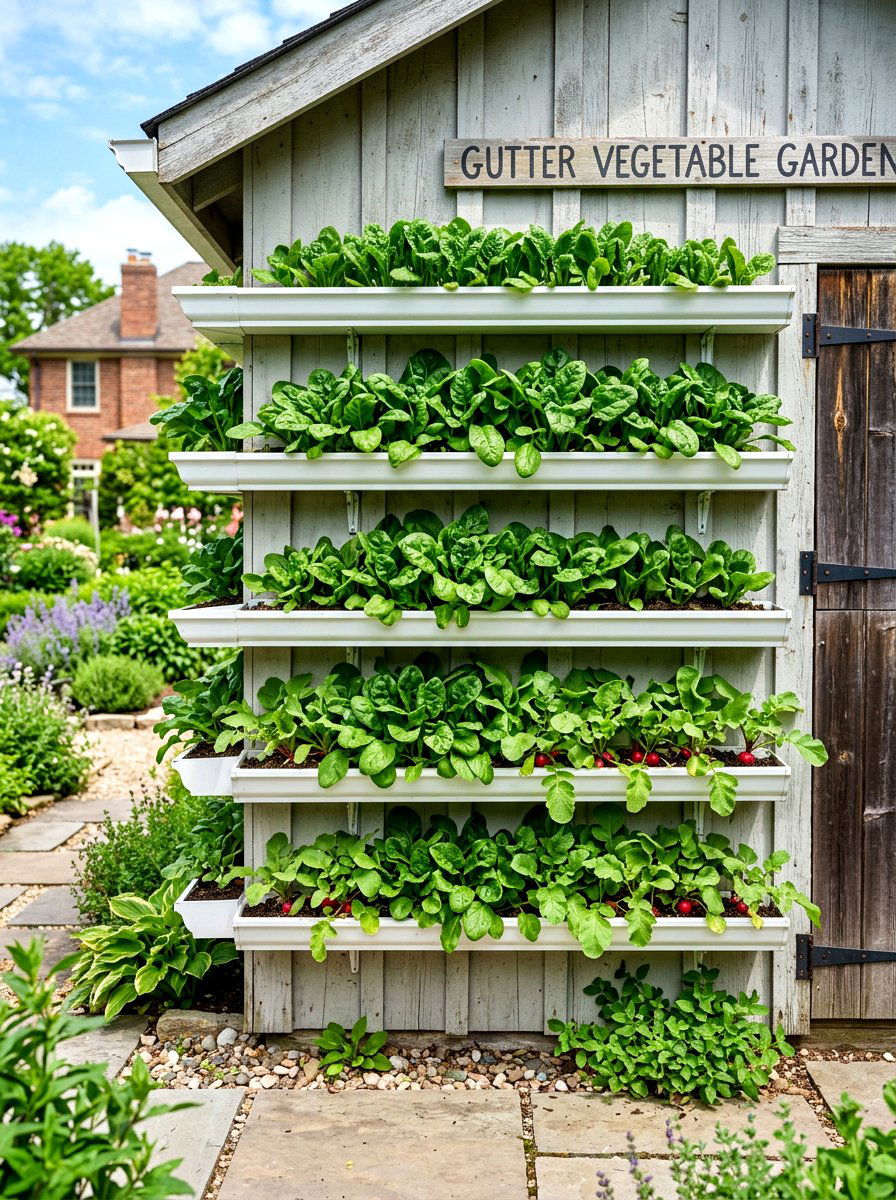 Gutter Vegetable Garden - 30 vertical vegetable garden ideas