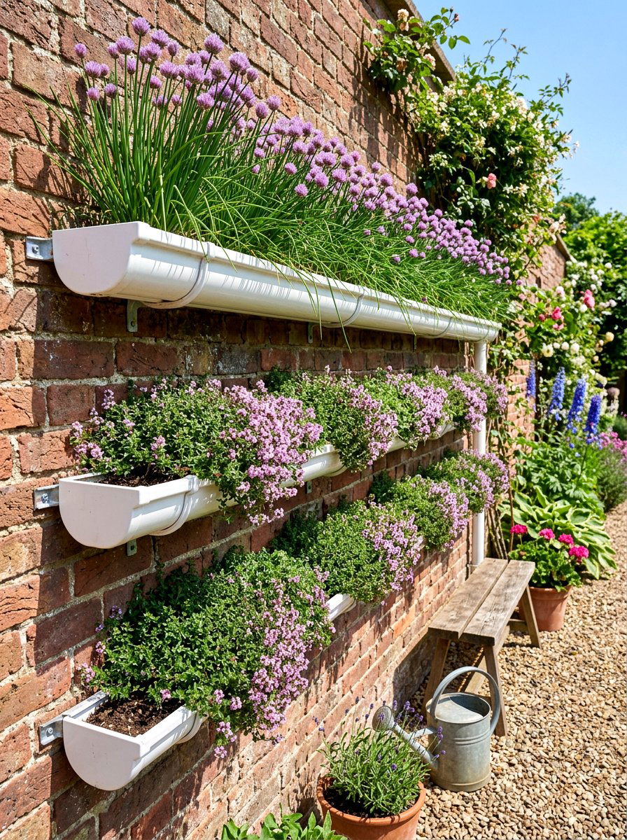Gutter herb garden - 30 herb garden planter ideas