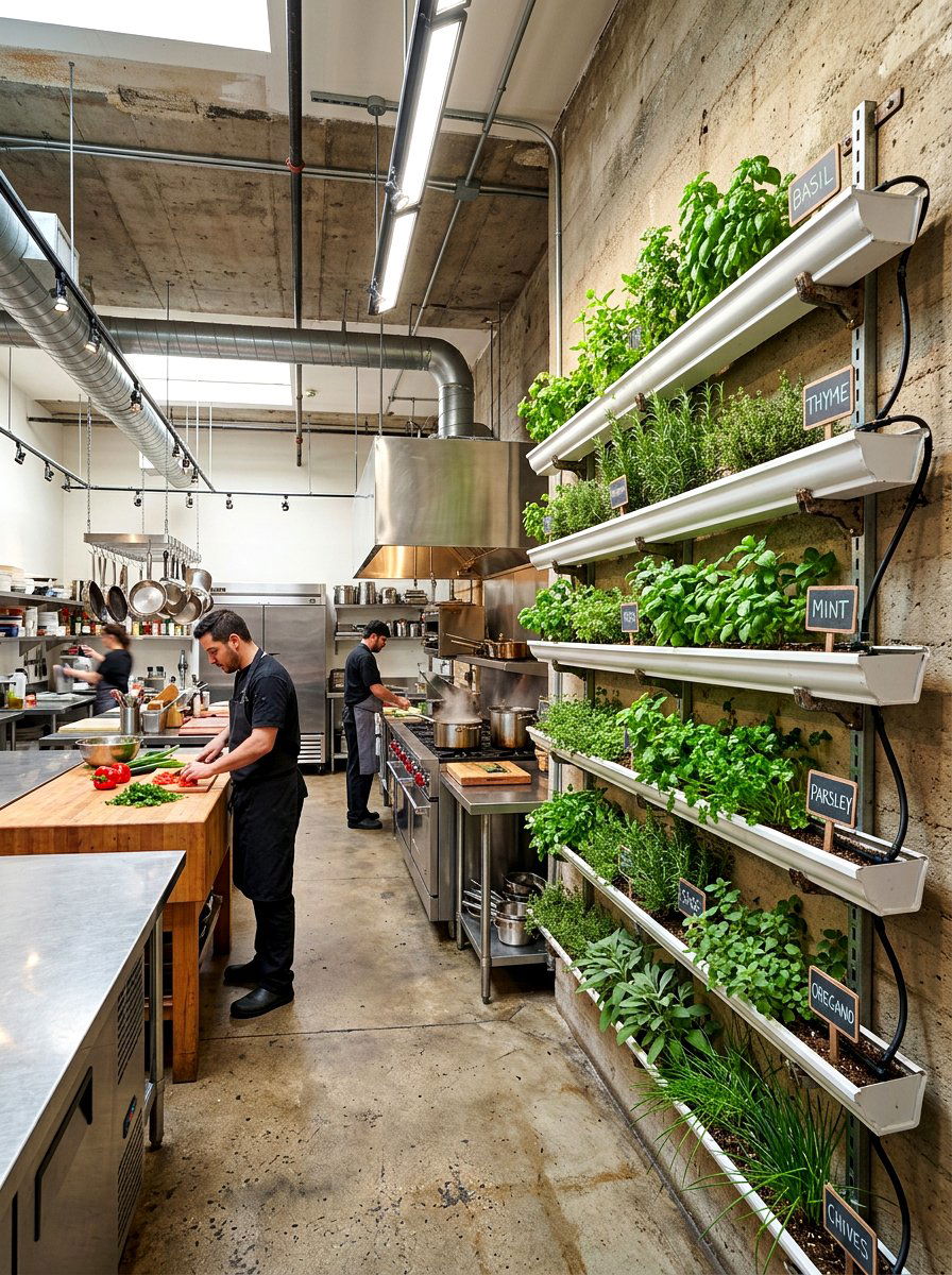 Gutter herb garden wall - 30 kitchen herb garden ideas