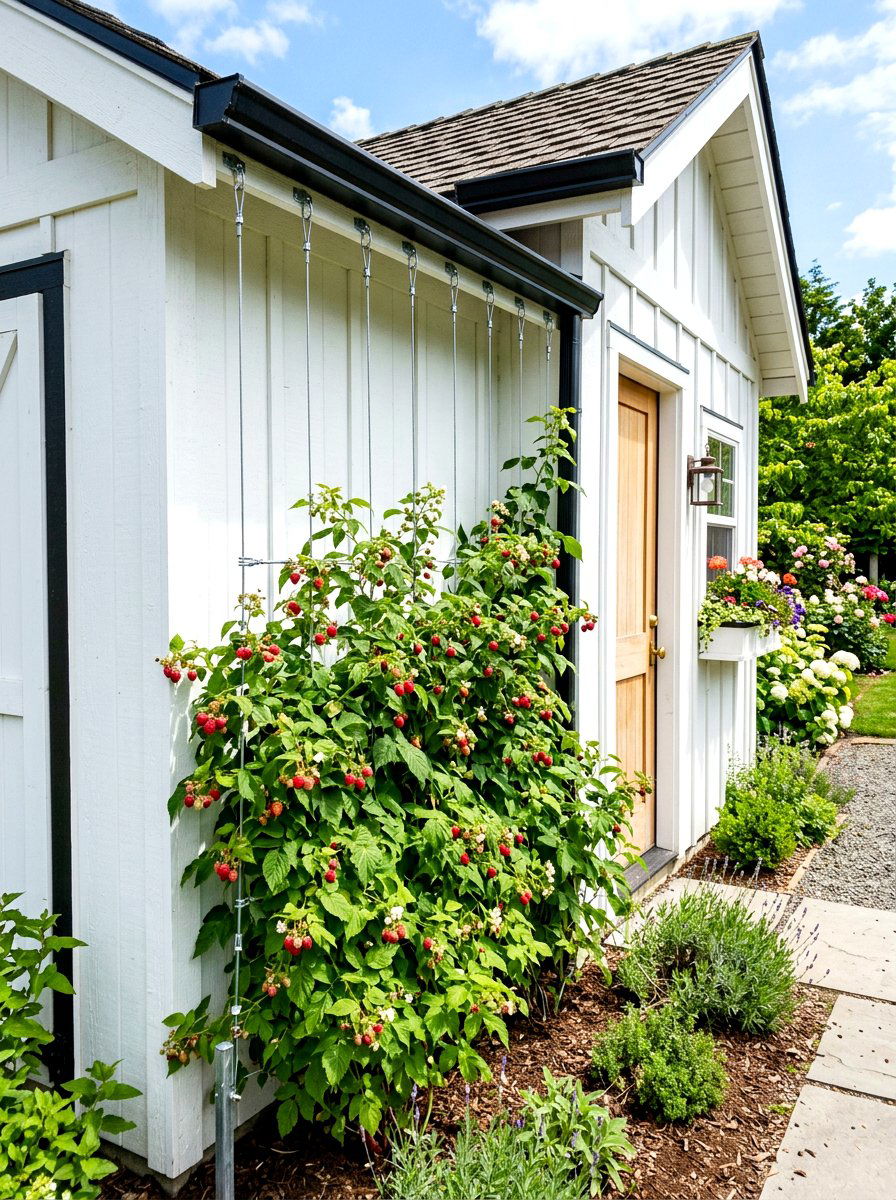 Gutter mounted raspberry trellis - 30 raspberry trellis ideas