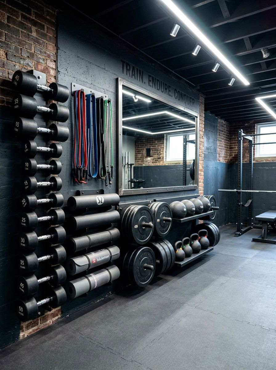 Gym Equipment Wall - 30 basement storage ideas
